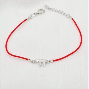 Sterling Silver Red Cord “Chai” Charm Bracelet, Purchased in Israel